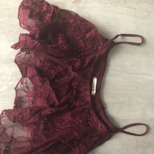 Burgundy Lace Crop Top